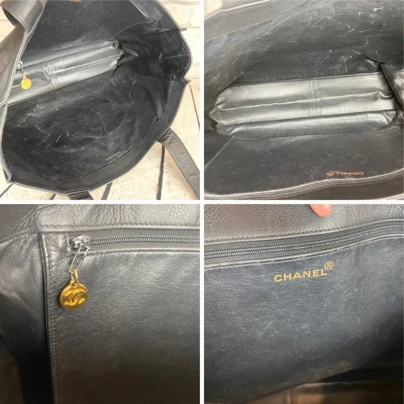 CHANEL large size leather tote *custom* vintage authentic - Picture 9 of 16